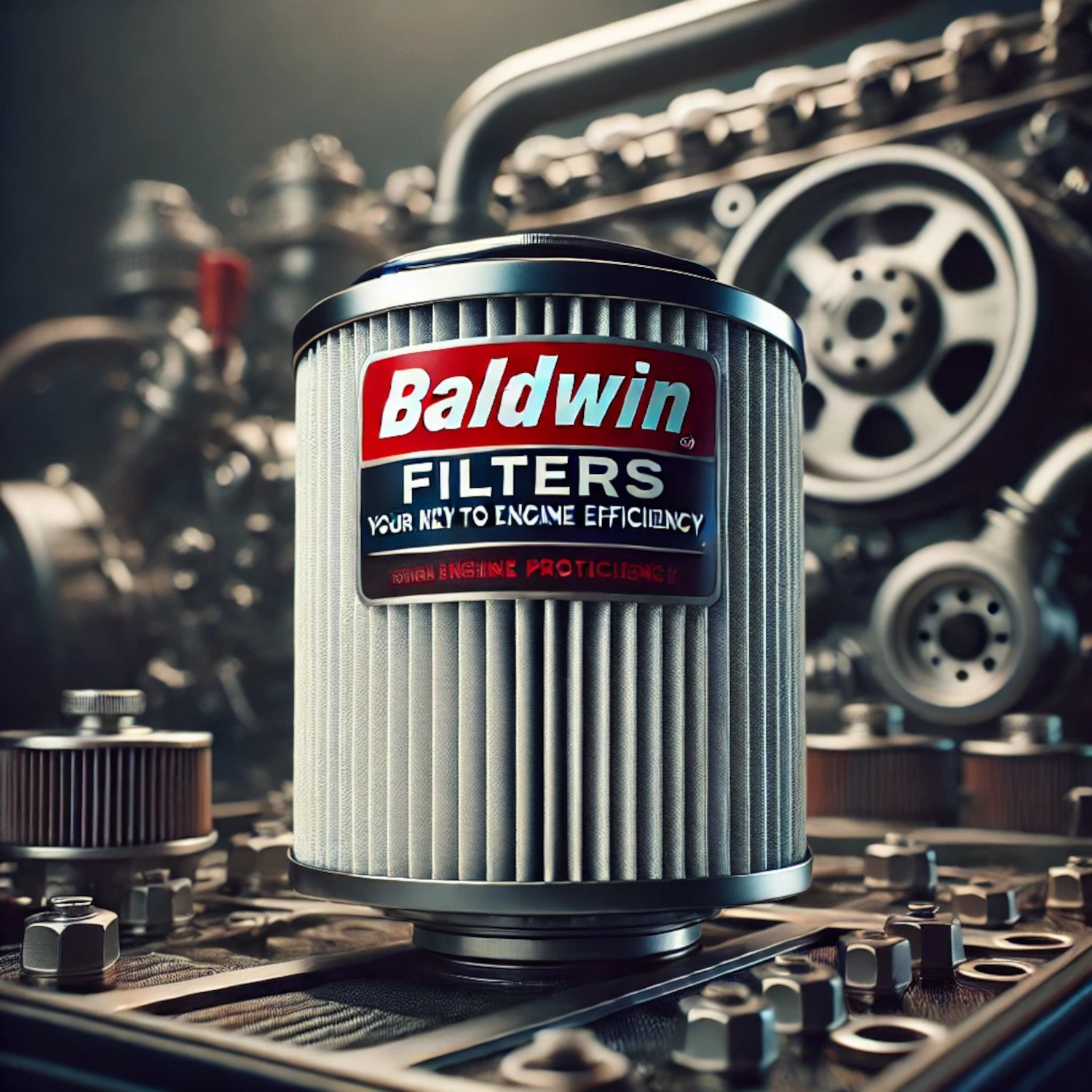 image for the Baldwin Filters, emphasizing the brand and highlighting its reliability. 